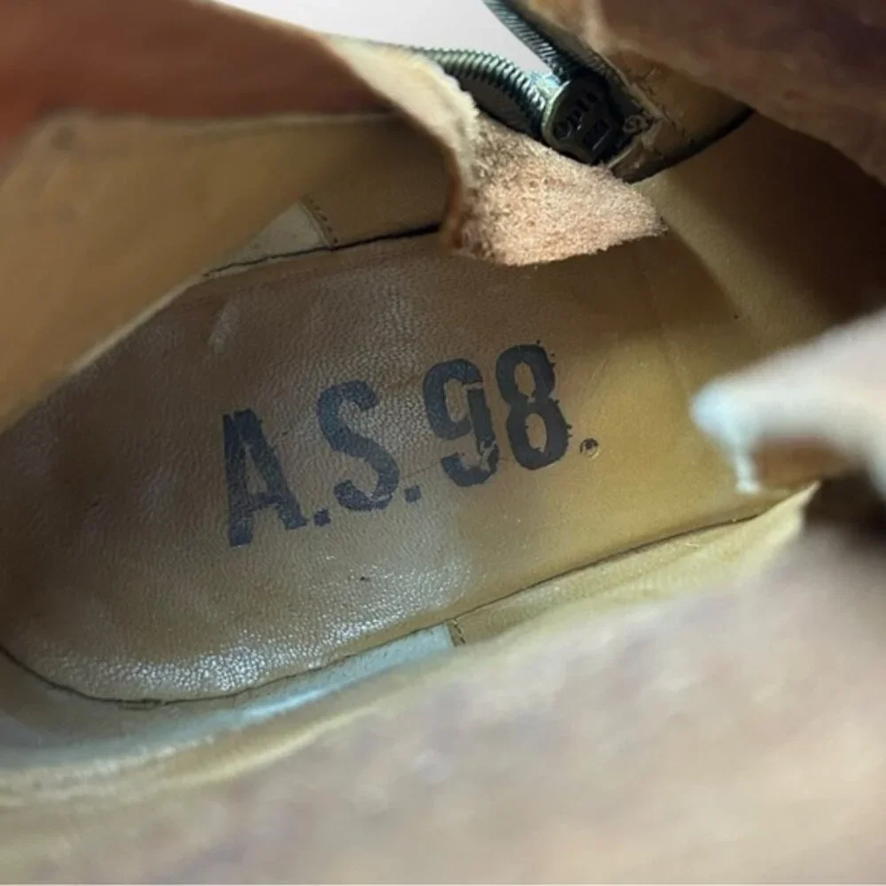 A.S.98 Brown Studded Leather Ankle Boots